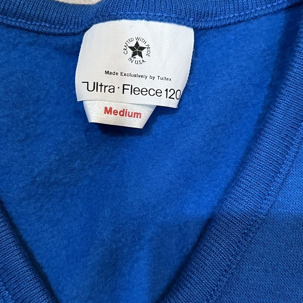 Tultex Ultra Fleece 120 Blue V-Neck Sweater Women's Size M USA Made - Picture 3 of 3